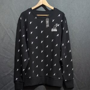 Kangol Black Crewneck Sweater with White Patterns